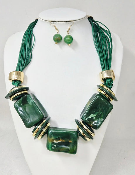Fashion Marble Bead Necklace Set #JN11504 - Multiple Colors (PC)