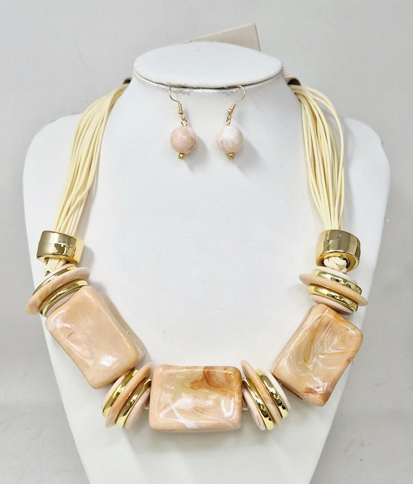 Fashion Marble Bead Necklace Set #JN11504 - Multiple Colors (PC)