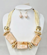 Fashion Marble Bead Necklace Set #JN11504 - Multiple Colors (PC)