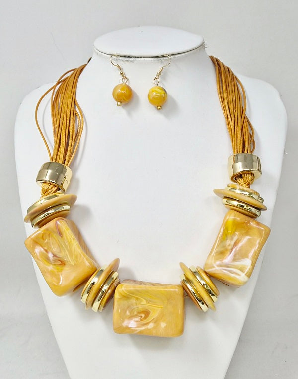 Fashion Marble Bead Necklace Set #JN11504 - Multiple Colors (PC)