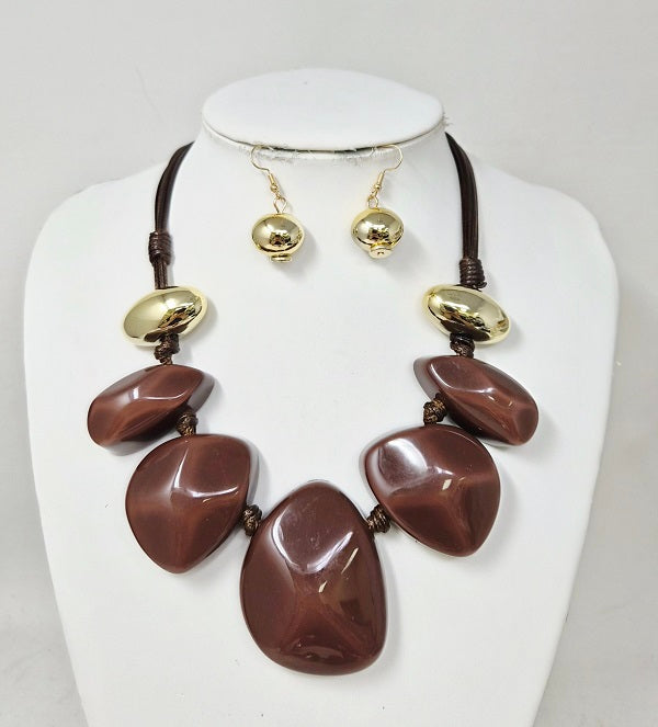 Fashion Large Bead Necklace Set #JN11506 - Multiple Colors (PC)