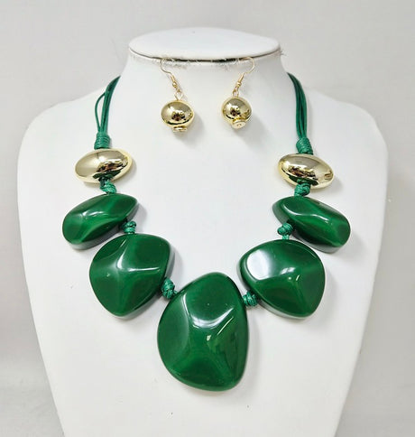Fashion Large Bead Necklace Set #JN11506 - Multiple Colors (PC)