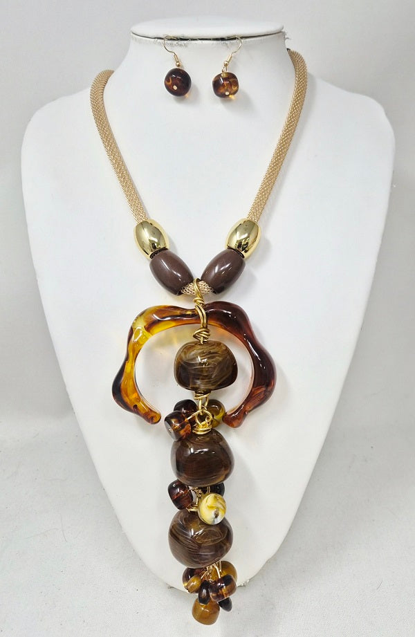 Fashion Pendant Necklace Set #JN11514 - Multiple Colors (PC)