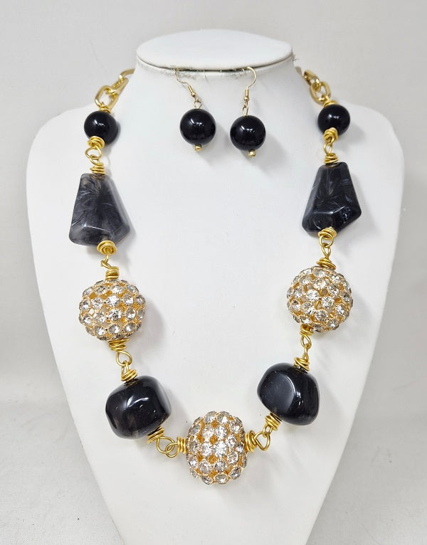 Fashion Bling Bead Necklace Set #JN11516 - Multiple Colors (PC)
