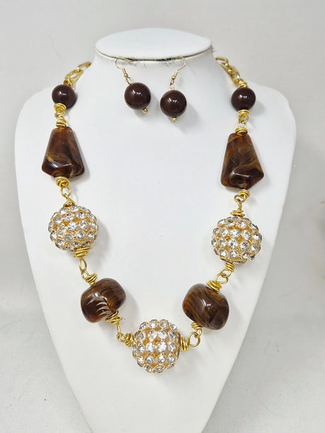 Fashion Bling Bead Necklace Set #JN11516 - Multiple Colors (PC)