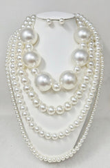 Fashion 4-Layer Pearl Necklace Set #JN11519 - Multiple Colors (PC)