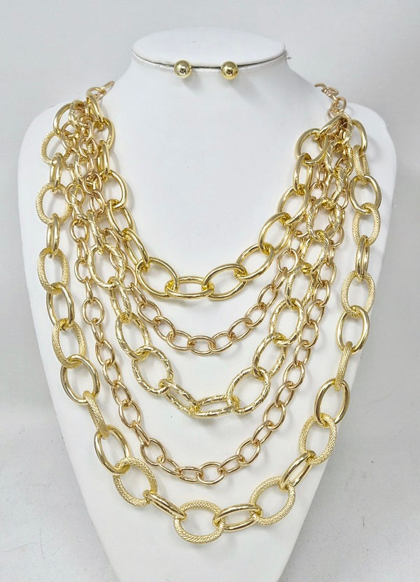 Fashion Layered Chain Necklace #JN11529 - Multiple Colors (PC)