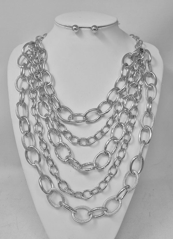 Fashion Layered Chain Necklace #JN11529 - Multiple Colors (PC)