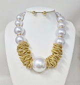 Fashion Pearl & Gold Necklace Set #JN11533 - Multiple Colors (PC)