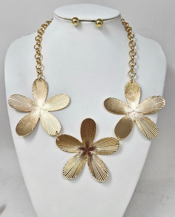 Fashion Large Flower Necklace Set #JN11548 - Multiple Colors (PC)