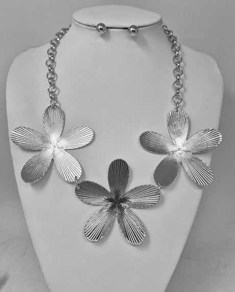 Fashion Large Flower Necklace Set #JN11548 - Multiple Colors (PC)
