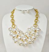 Fashion Pearl Cluster Necklace Set #JN11550 - Multiple Colors (PC)