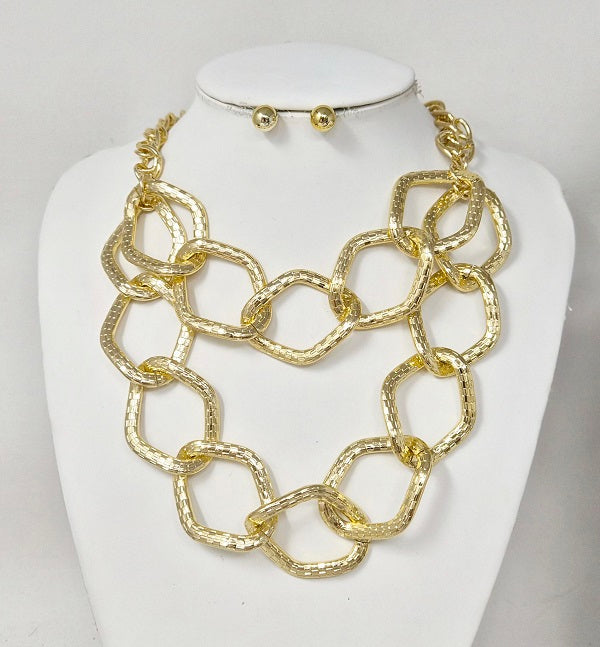 Fashion Chain Link Necklace Set #JN11554 - Multiple Colors (PC)