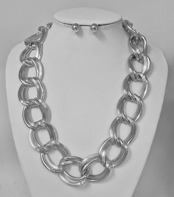 Fashion Bold Chain Link Necklace Set #JN11558 - Multiple Colors (PC)