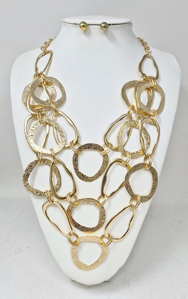 Fashion Geometric Link Layered Necklace Set #JN11560 - Multiple Colors (PC)