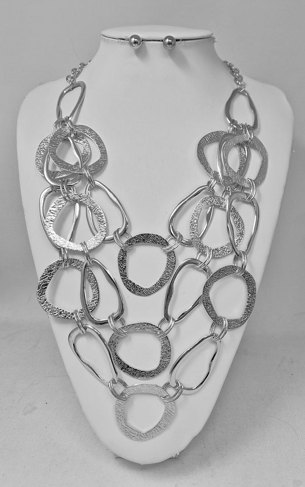 Fashion Geometric Link Layered Necklace Set #JN11560 - Multiple Colors (PC)