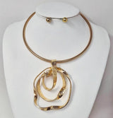 Fashion Abstract Swirl Pendant Necklace Set #JN11563 - Multiple Colors (PC)