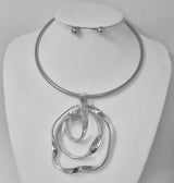 Fashion Abstract Swirl Pendant Necklace Set #JN11563 - Multiple Colors (PC)
