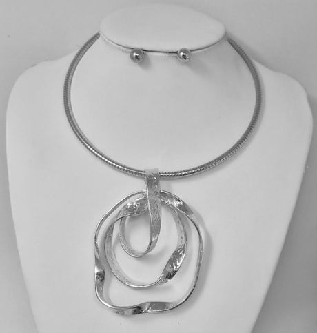 Fashion Abstract Swirl Pendant Necklace Set #JN11563 - Multiple Colors (PC)