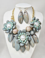 Fashion Bead Statement Necklace Set #JN11625 - Multiple Colors (PC)