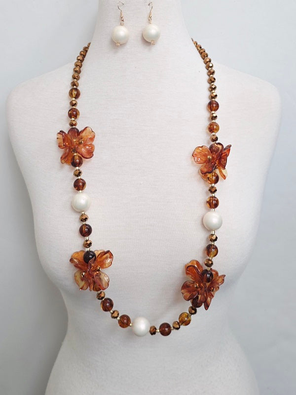 Fashion Floral Beaded Necklace Set #JN11673 - Multiple Colors (PC)