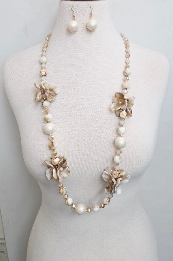 Fashion Floral Beaded Necklace Set #JN11673 - Multiple Colors (PC)