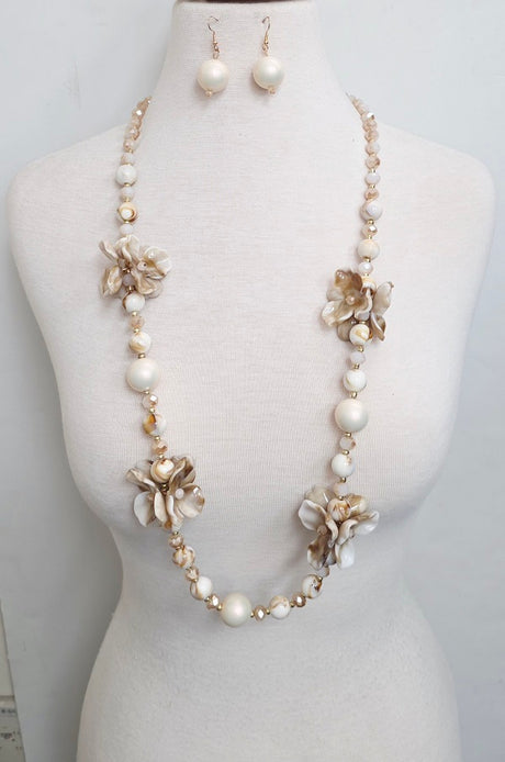 Fashion Floral Beaded Necklace Set #JN11673 - Multiple Colors (PC)