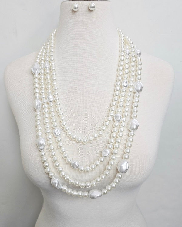 Fashion Layered Bead Necklace Set #JN11686GCR (PC)