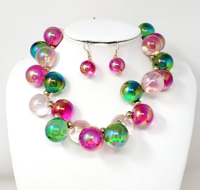 Fashion Bubble Gum Necklace Set #JN20060 - Multiple Colors (PC)