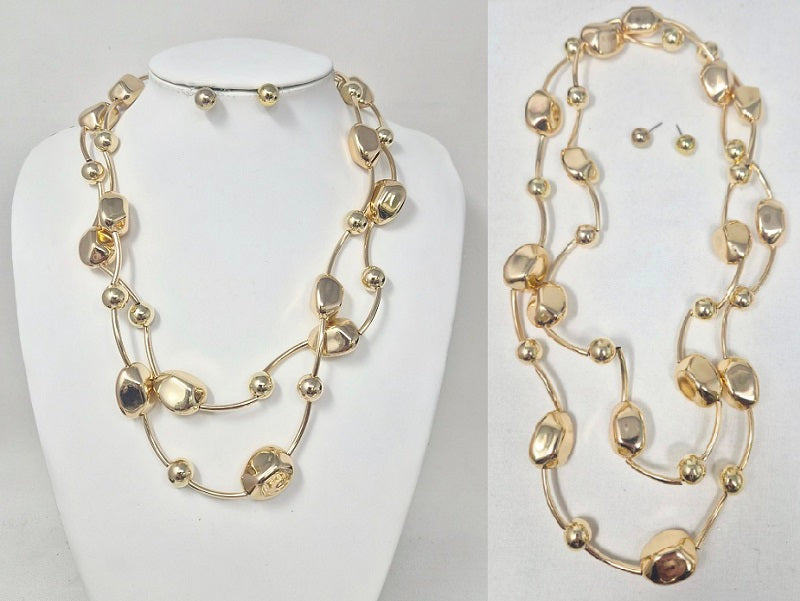Fashion Large Bead Necklace Set #JN20062 - Multiple Colors (PC)