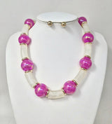 Fashion Iridescent Bead & Tube Necklace Set #JN20065 - Multiple Colors (PC)
