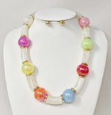 Fashion Iridescent Bead & Tube Necklace Set #JN20065 - Multiple Colors (PC)