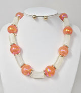 Fashion Iridescent Bead & Tube Necklace Set #JN20065 - Multiple Colors (PC)