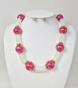 Fashion Iridescent Bead & Tube Necklace Set #JN20065 - Multiple Colors (PC)
