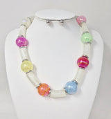 Fashion Iridescent Bead & Tube Necklace Set #JN20065 - Multiple Colors (PC)