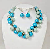 Fashion Two-Tone Bubble Bead Necklace Set #JN20070 - Multiple Colors (PC)