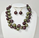 Fashion Two-Tone Bubble Bead Necklace Set #JN20070 - Multiple Colors (PC)