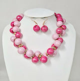 Fashion Two-Tone Bubble Bead Necklace Set #JN20070 - Multiple Colors (PC)