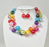 Fashion Two-Tone Bubble Bead Necklace Set #JN20070 - Multiple Colors (PC)