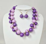 Fashion Two-Tone Bubble Bead Necklace Set #JN20070 - Multiple Colors (PC)