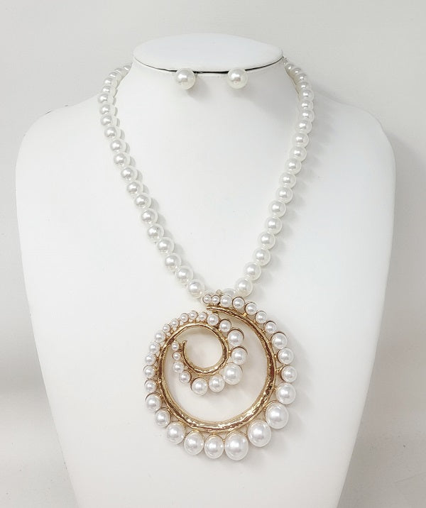 Fashion Pearl Beaded Necklace Set #JN30185 - Multiple Colors (PC)