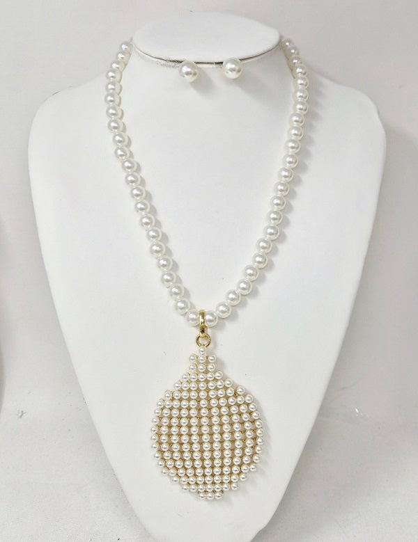 Fashion Drop Pearl Necklace Set #JN30230 - Multiple Colors (PC)