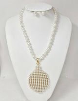 Fashion Drop Pearl Necklace Set #JN30230 - Multiple Colors (PC)
