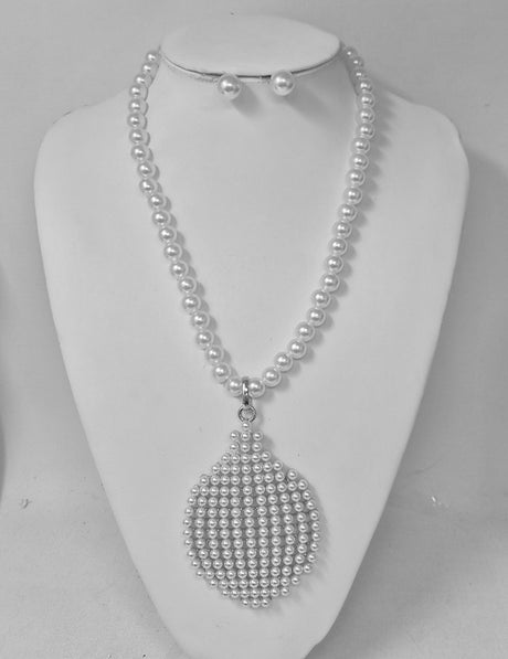 Fashion Drop Pearl Necklace Set #JN30230 - Multiple Colors (PC)