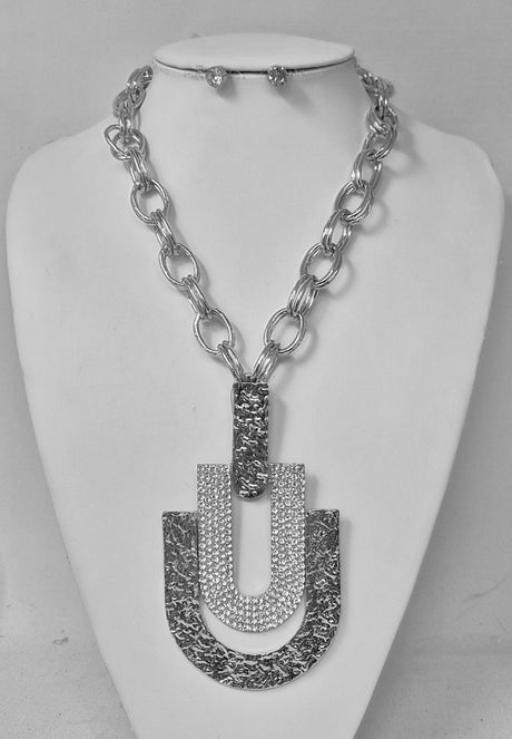 Fashion Layered U Pendant Necklace Set #JN30235 - Multiple Colors (PC)