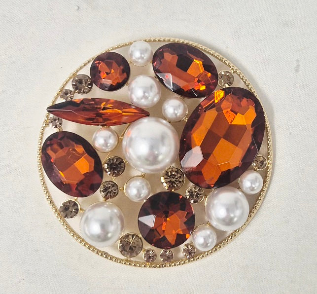 Wholesale Fashion Statement Rhinestone/Pearl Broach #JP10016GBR (PC)