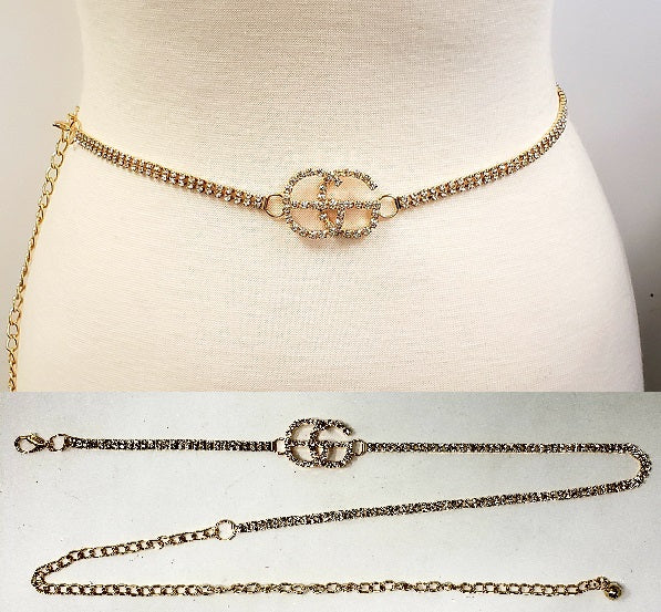 Fashion Double G Stone Belt #JT11067G Gold (PC)