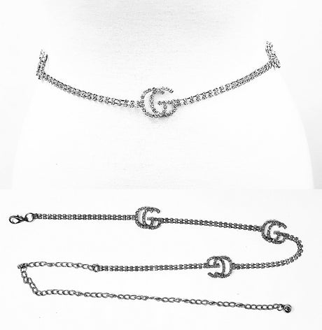 Fashion Triple G Stone Chain Belt #JT11068 - Multiple Colors (PC)