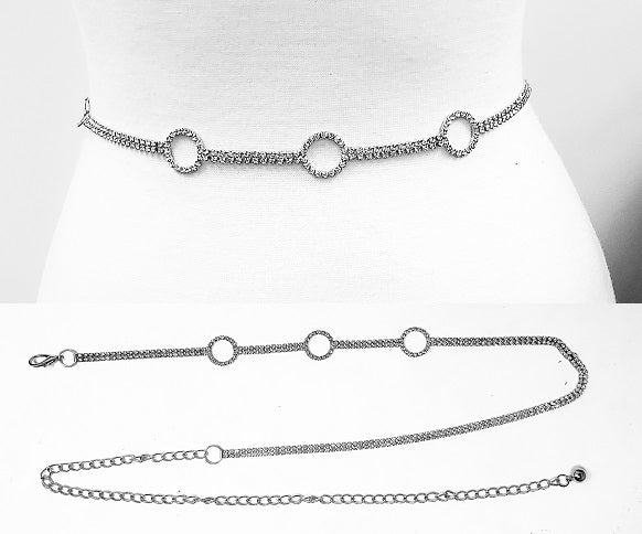 Fashion Rhinestone 3 Circle Chain Belt #JT11101 - Multiple Colors (PC)