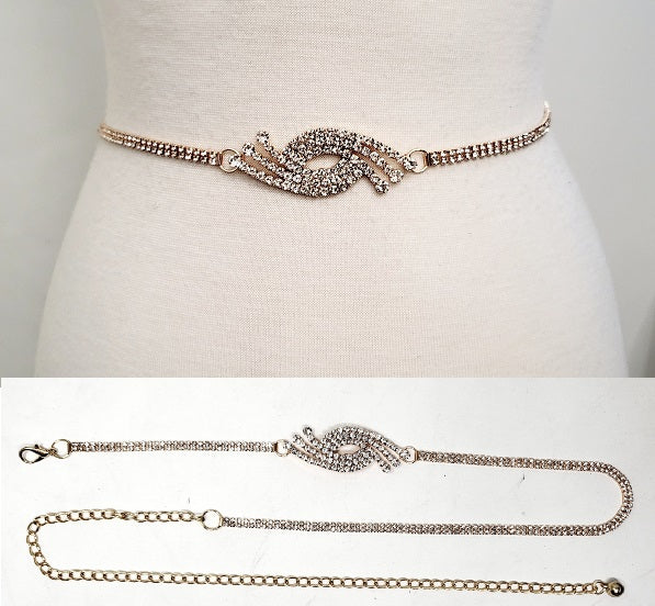 Fashion Rhinestone Knot Chain Belt #JT11217 - Multiple Colors (PC)